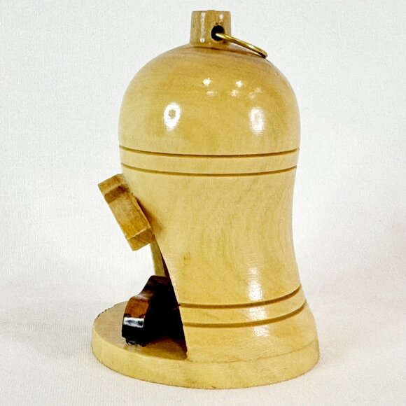 Nativity Christmas Ornament Olive Wood Bell Holy Family Wooden Manger Scene - Picture 5 of 6